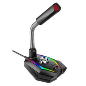 Microfone de Mesa Com Ajuste de volume Entrada USB e Led Rgb